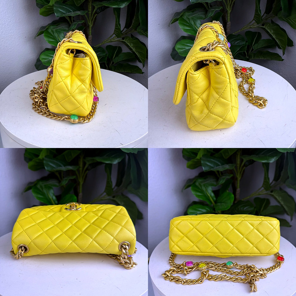 Authentic Chanel Yellow Quilted Lambskin Mini Rectangular Flap Bag Gold Hardware - 05_extra.jpg