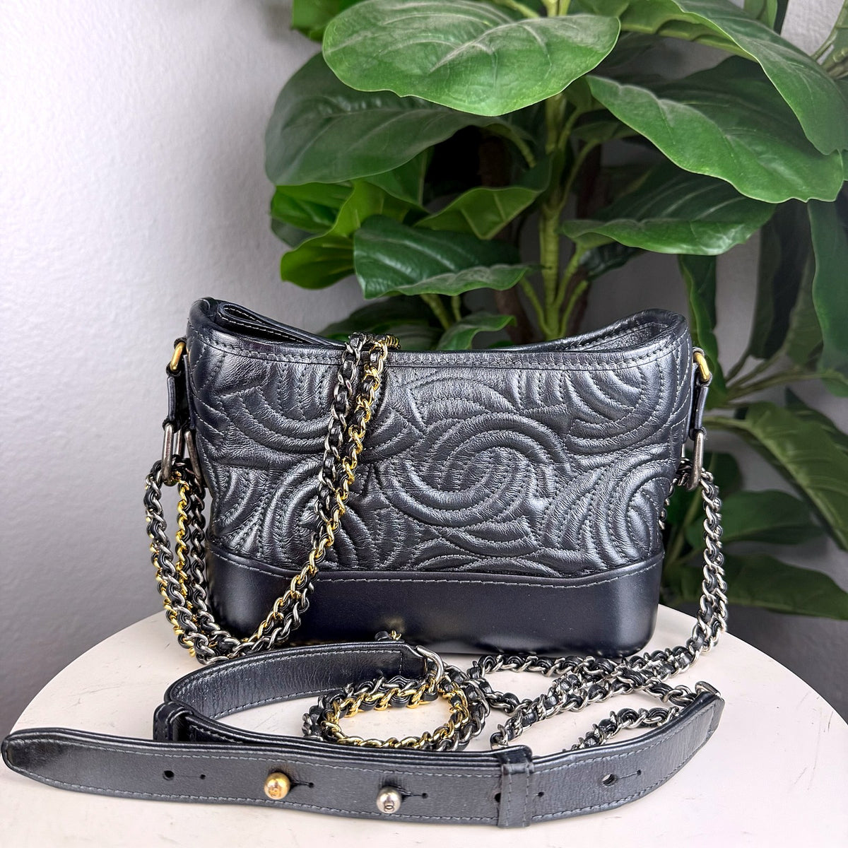 Authentic Chanel Gabrielle Small Hobo Black Quilted Calfskin Aged Gold Silver Hardware - 01_photo.jpg