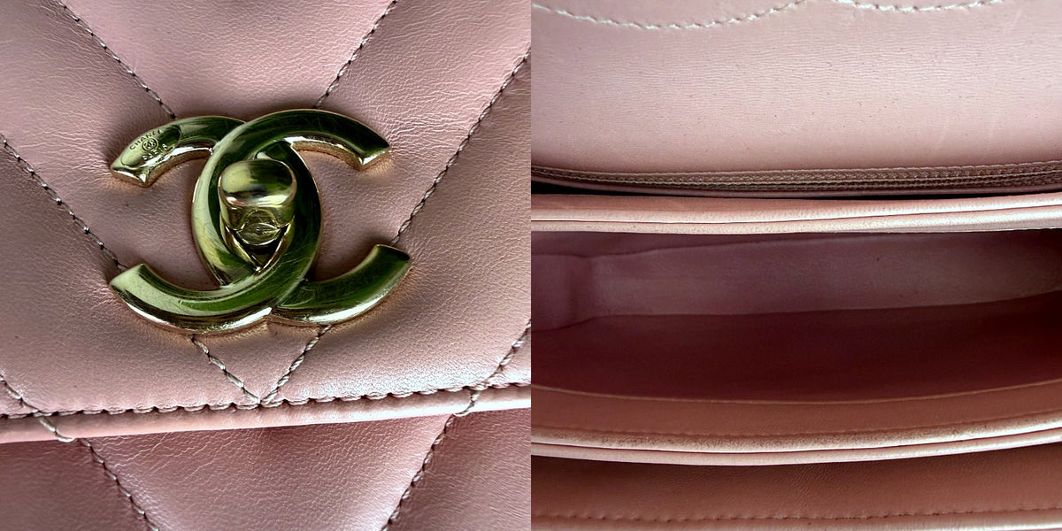Authentic Chanel Pink Chevron Quilted Trendy CC Small Top Handle Flap Bag - 04_inside.jpg
