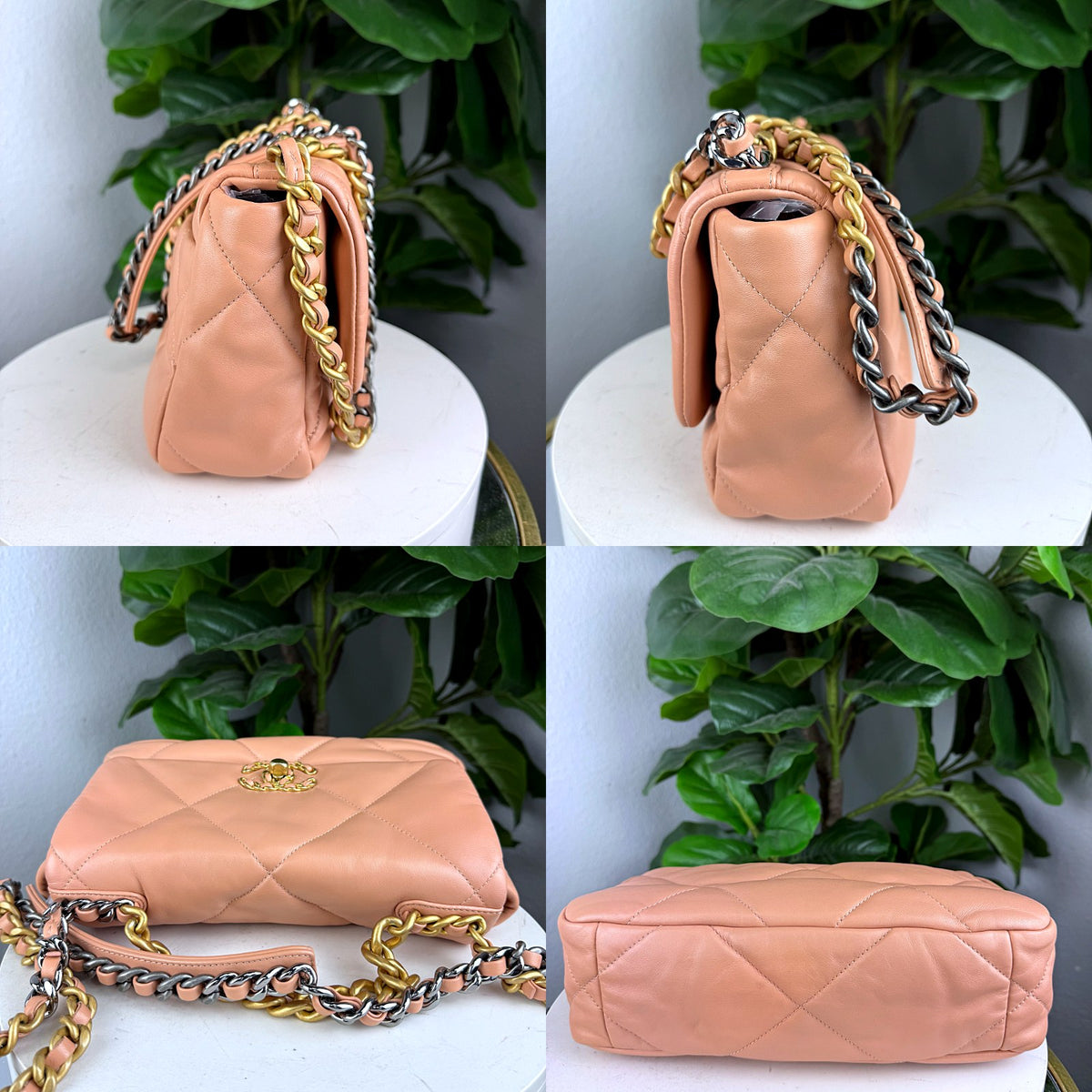 Authentic Chanel 19 Medium Flap Bag in Peach Quilted Lambskin with Mixed Hardware - 05_extra.jpg