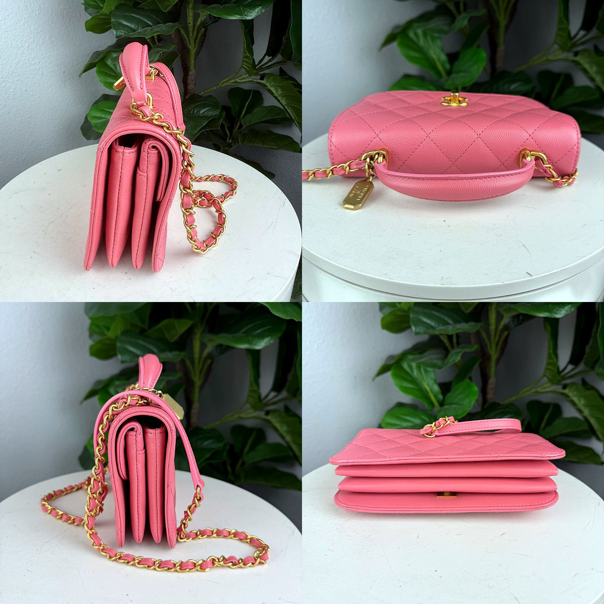 Authentic Chanel Pink Quilted Caviar Small Flap Bag with Top Handle - 05_extra.jpg