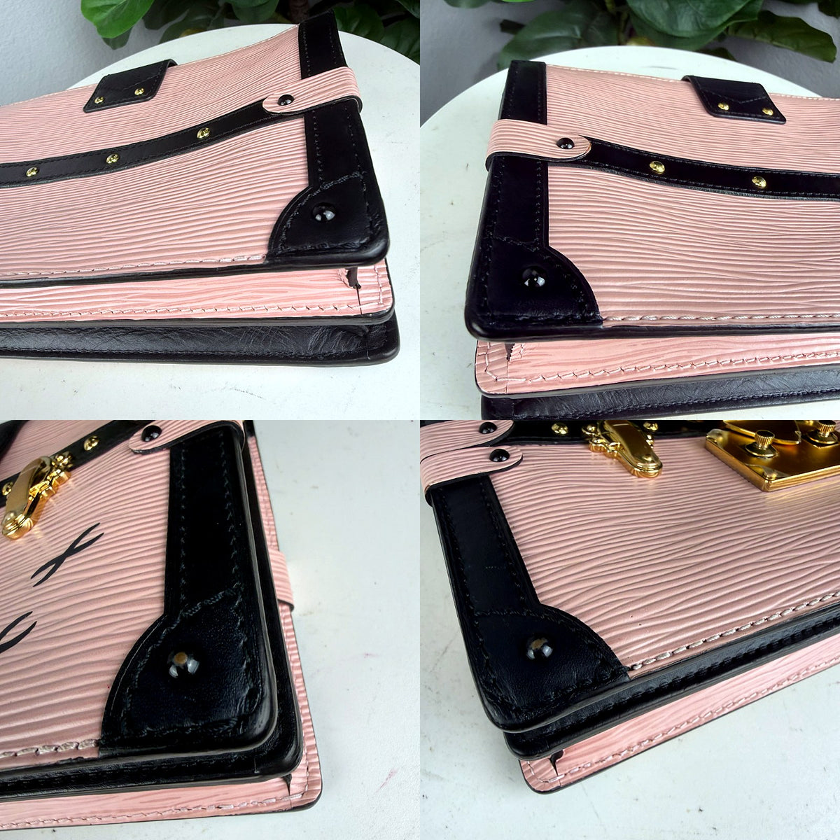 Authentic Louis Vuitton Petite Malle Epi Rose Ballerine Black Trunk Bag - 03_corners.jpg