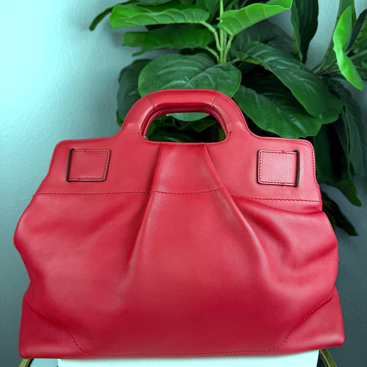 Authentic Salvatore Ferragamo Studio Red Leather Top Handle Bag - 02_photo.jpg