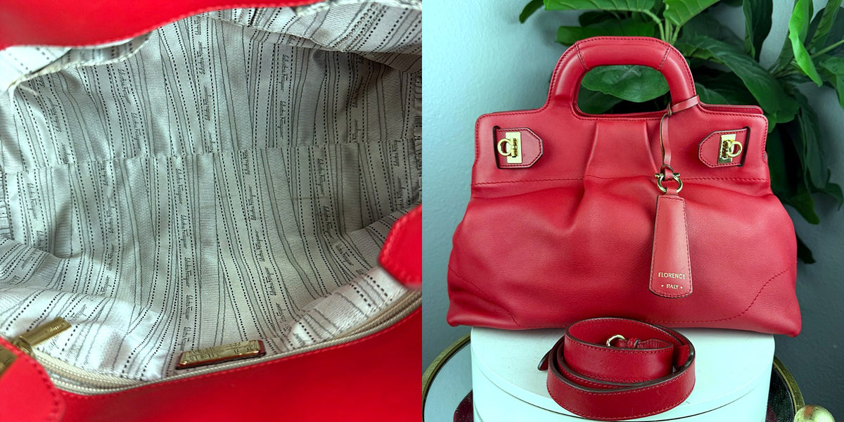 Authentic Salvatore Ferragamo Studio Red Leather Top Handle Bag - 04_inside.jpg