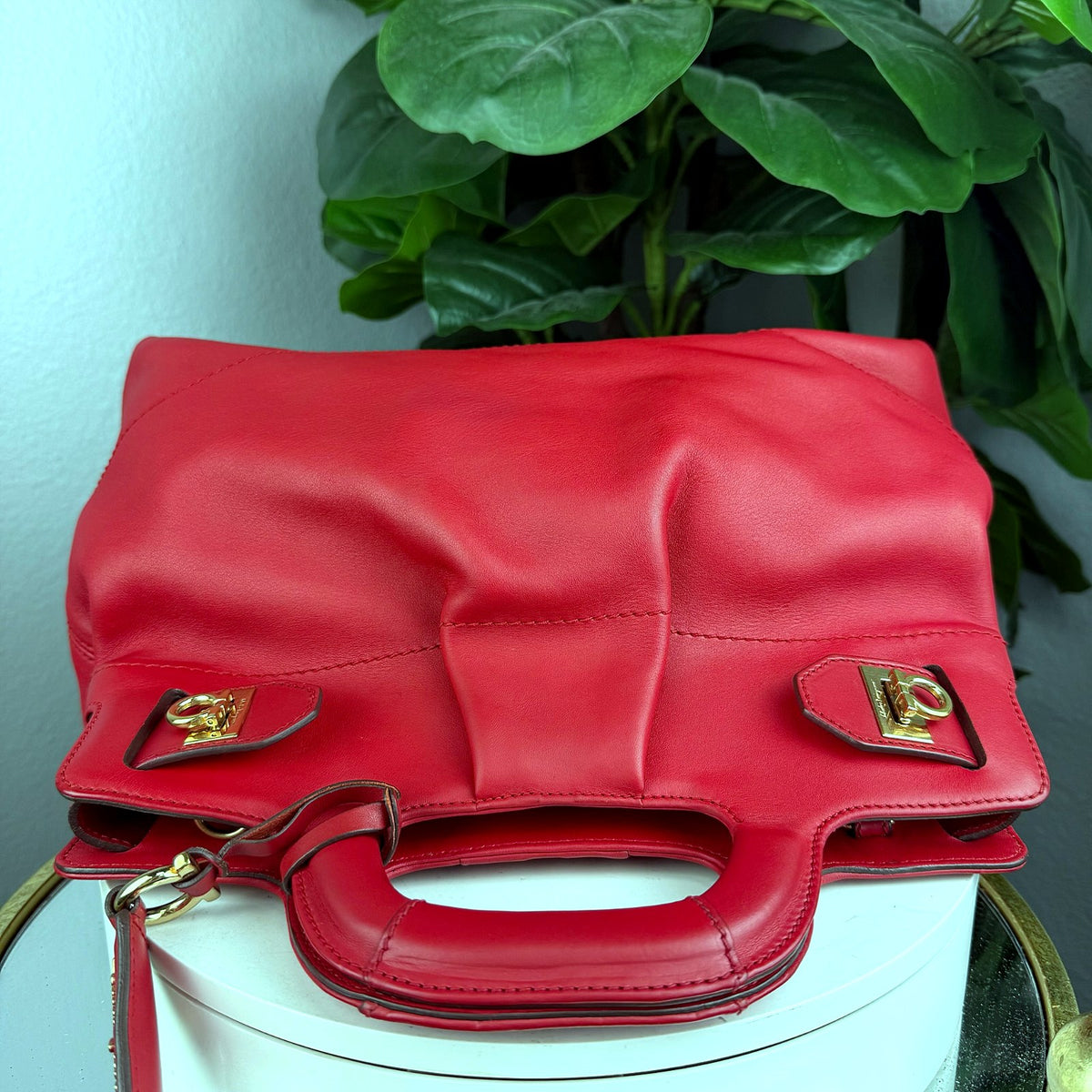 Authentic Salvatore Ferragamo Studio Red Leather Top Handle Bag - 06_extra_2.jpg