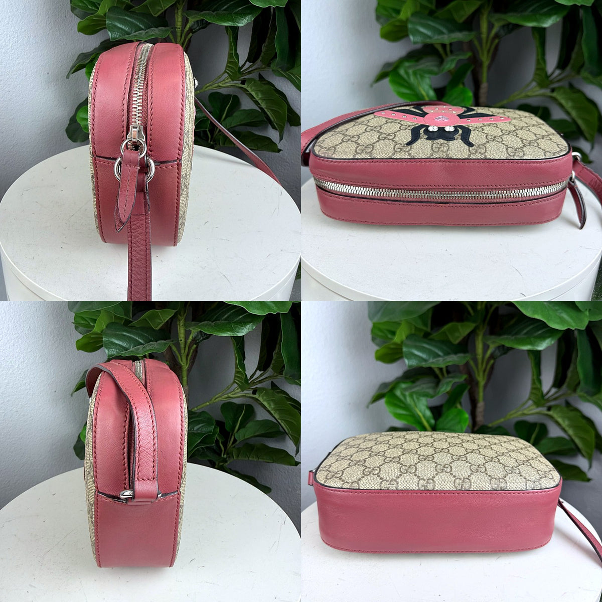 Authentic Gucci GG Supreme Bee Camera Bag Crossbody Pink - 05_extra.jpg