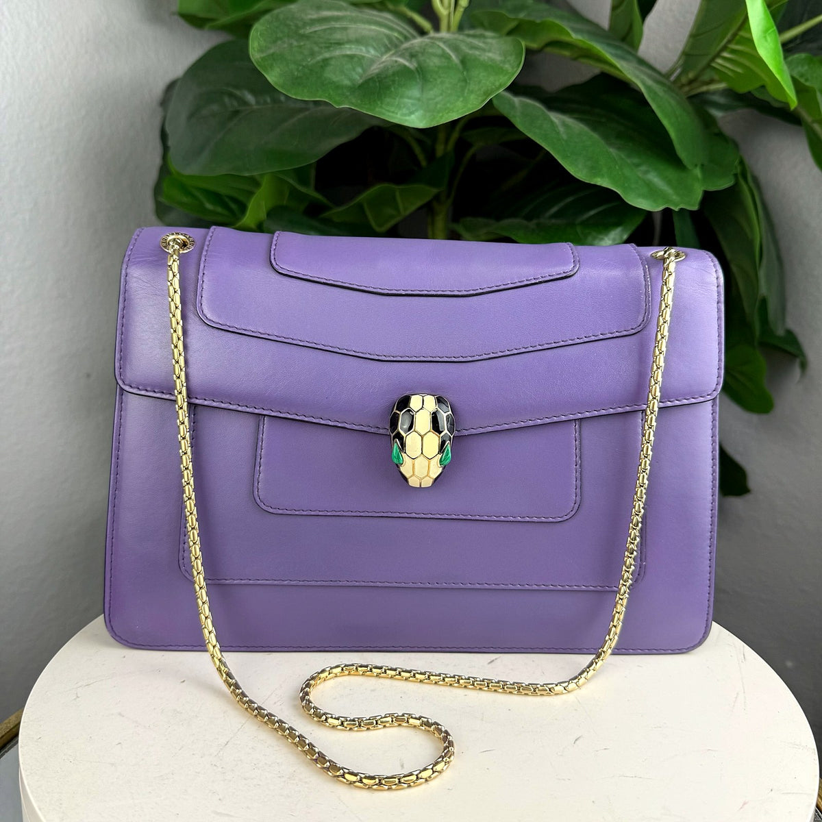 Authentic Bvlgari Serpenti Forever Medium Flap Bag Purple Leather Gold Chain - 01_photo.jpg