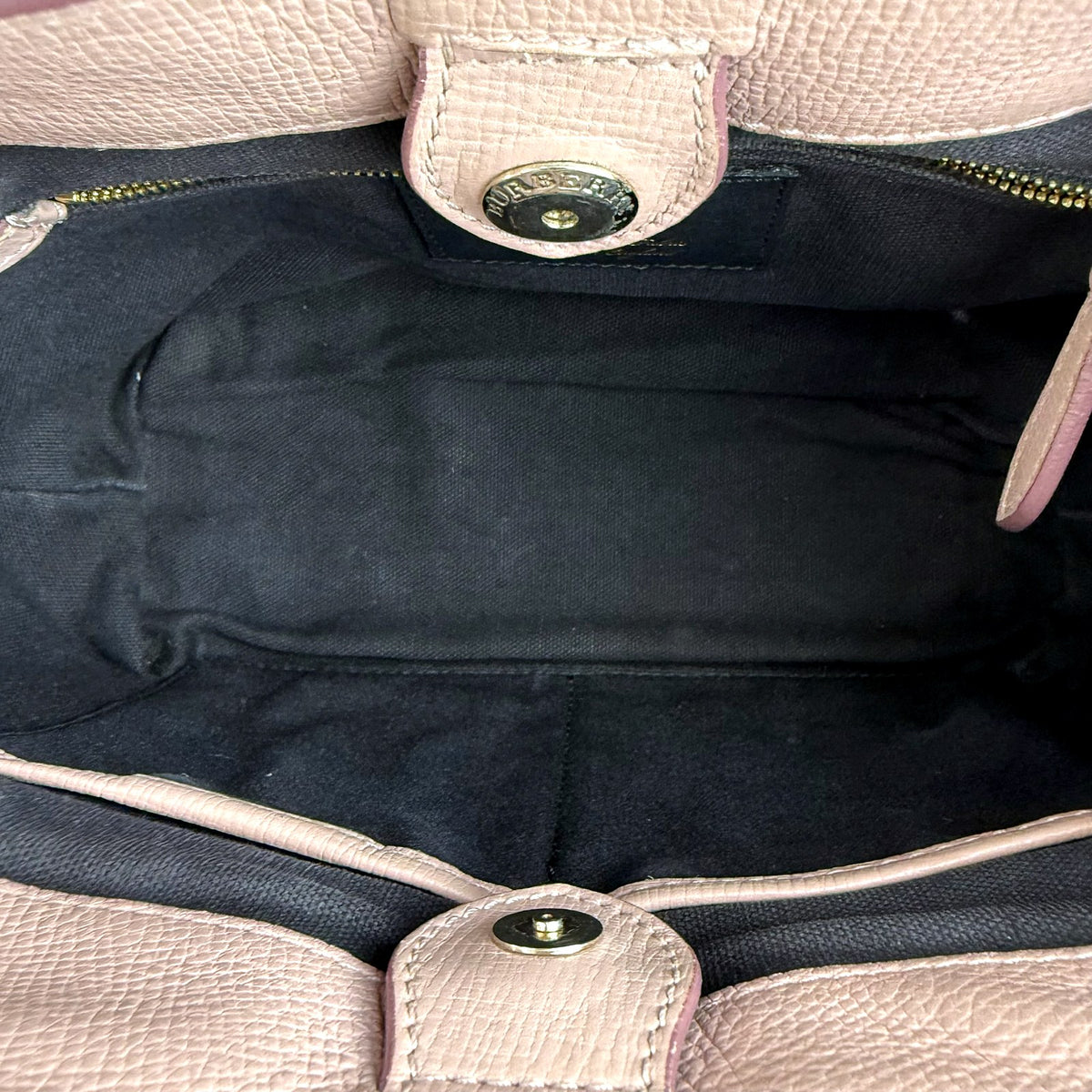 Authentic Burberry Banner Medium Tote Dusty Pink Leather House Check - 04_inside.jpg
