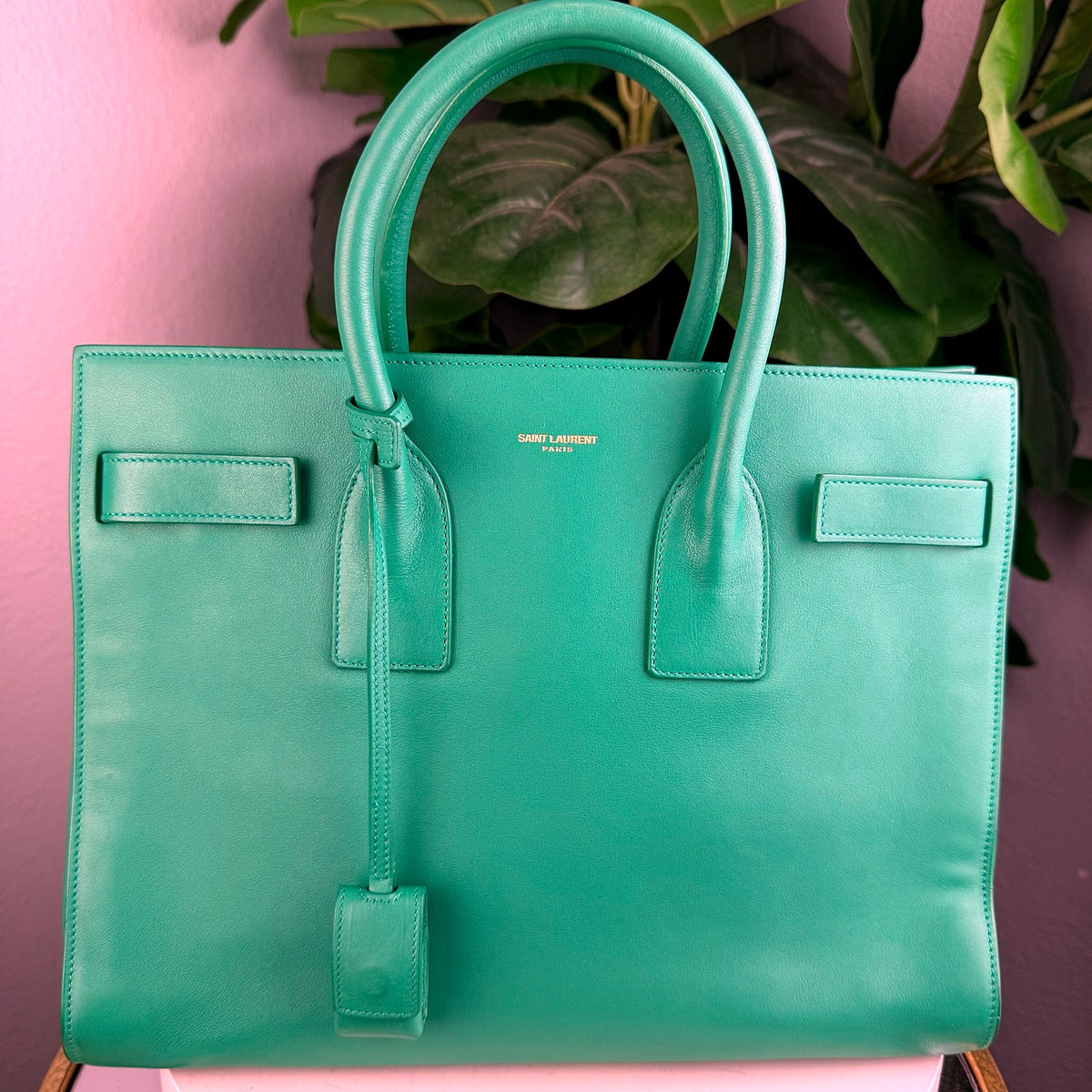 Authentic Saint Laurent Sac de Jour Small Leather Tote Bag Green - 01_photo.jpg