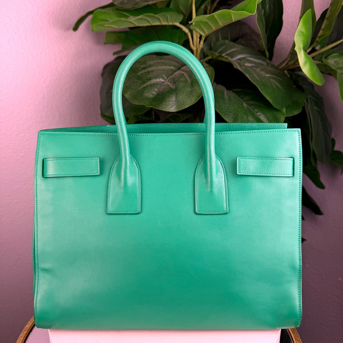 Authentic Saint Laurent Sac de Jour Small Leather Tote Bag Green - 02_photo.jpg