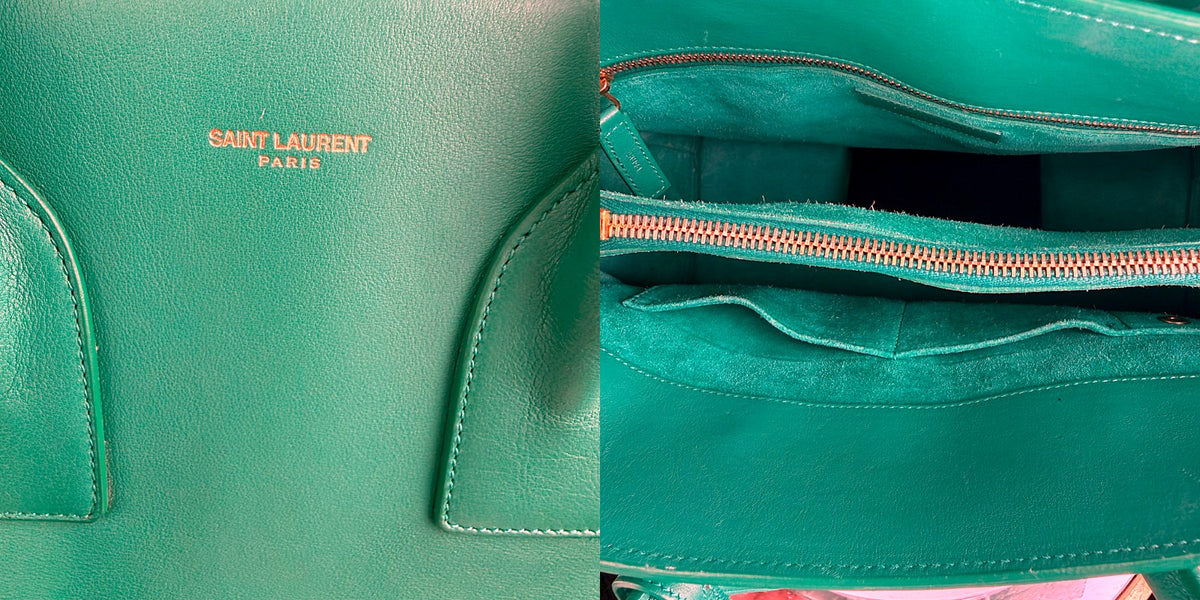 Authentic Saint Laurent Sac de Jour Small Leather Tote Bag Green - 04_inside.jpg