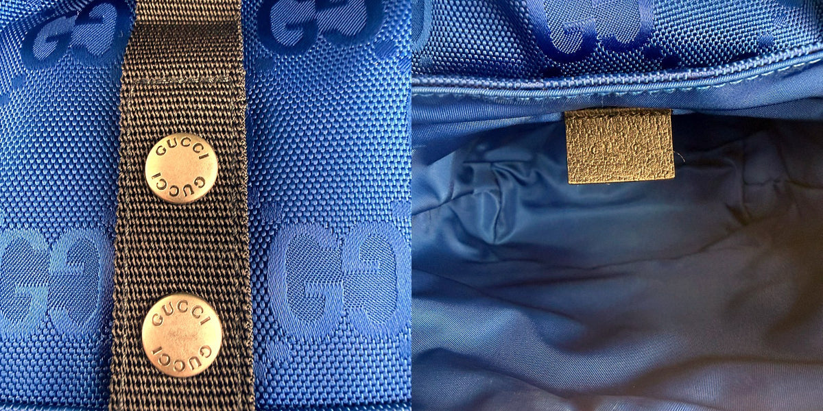 Authentic Gucci GG Supreme Messenger Bag Blue Nylon Black Web Strap - 04_inside.jpg