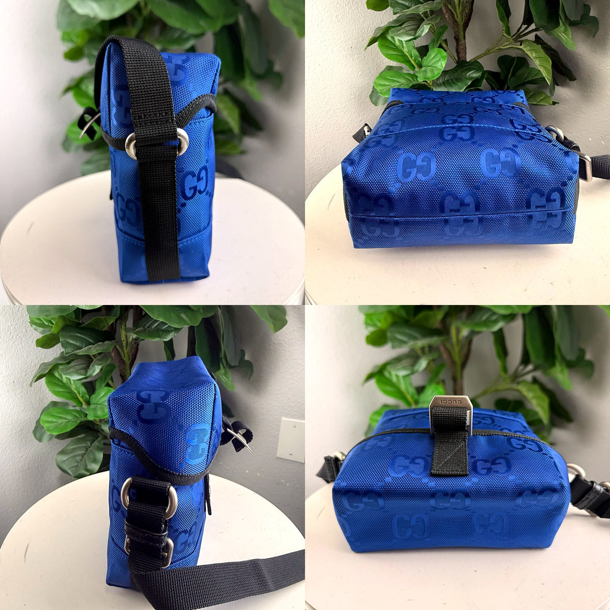 Authentic Gucci GG Supreme Messenger Bag Blue Nylon Black Web Strap - 05_extra.jpg