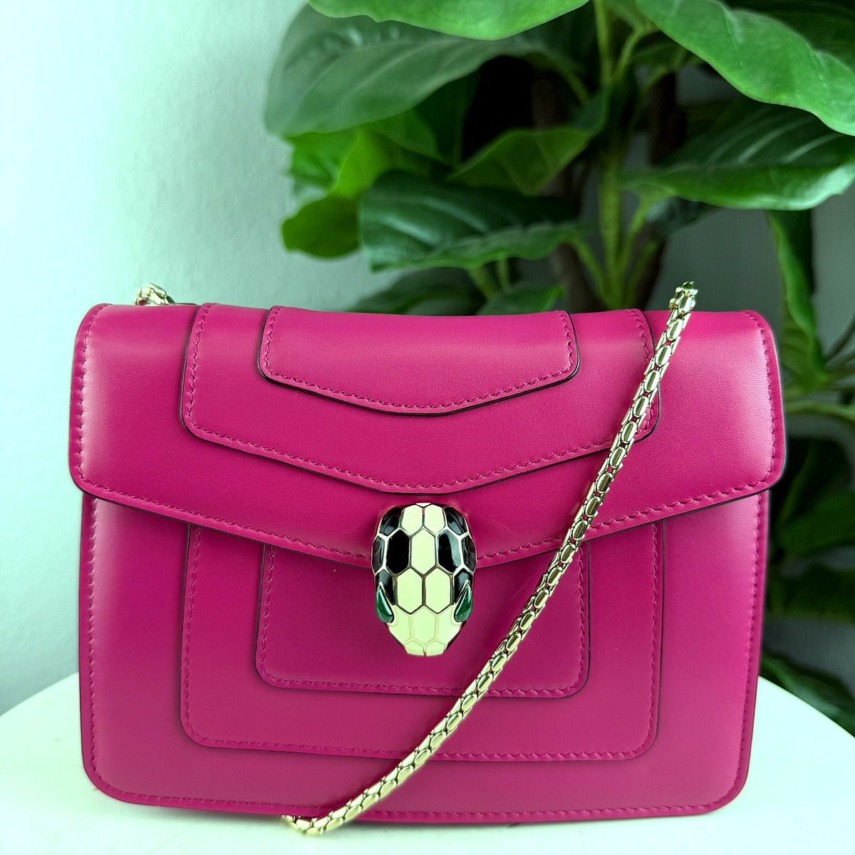 Authentic Bulgari Serpenti Forever Flap Bag Pink Leather with Snake Head Closure - 01_photo.jpg