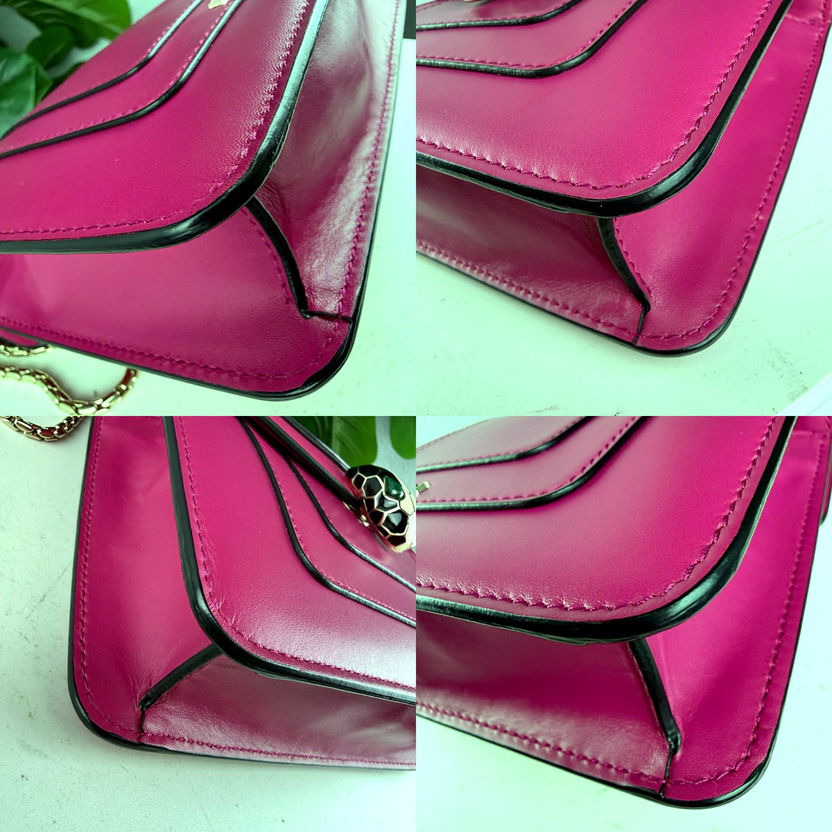 Authentic Bulgari Serpenti Forever Flap Bag Pink Leather with Snake Head Closure - 03_corners.jpg