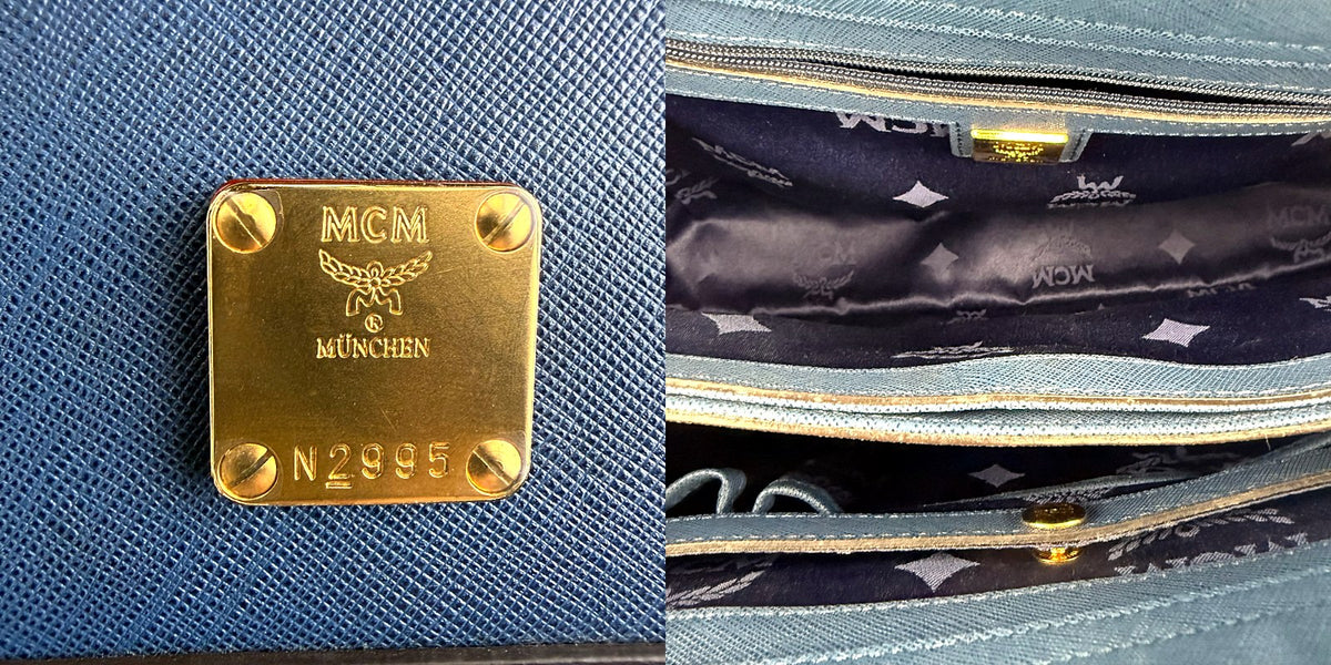 Authentic MCM Medium Essential Boston Satchel in Blue Saffiano Leather - 05_leftover_pair.jpg