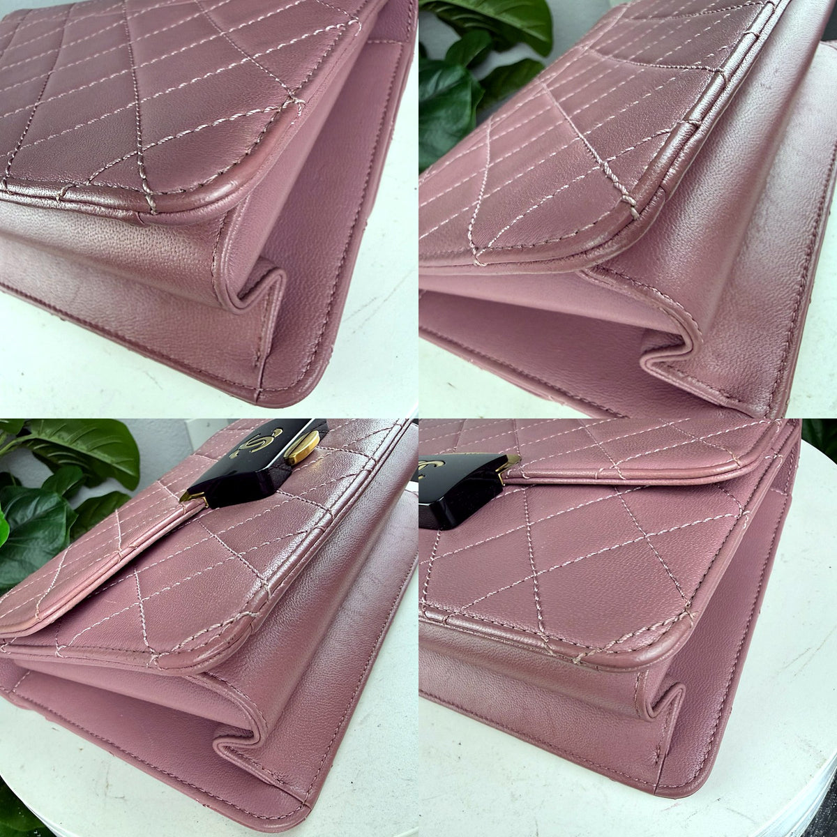 Authentic Chanel Golden Class Flap Bag Pink Quilted Leather Medium - 03_corners.jpg