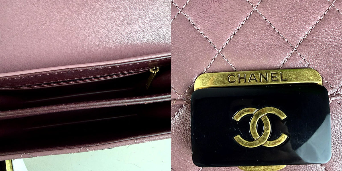 Authentic Chanel Golden Class Flap Bag Pink Quilted Leather Medium - 04_inside.jpg