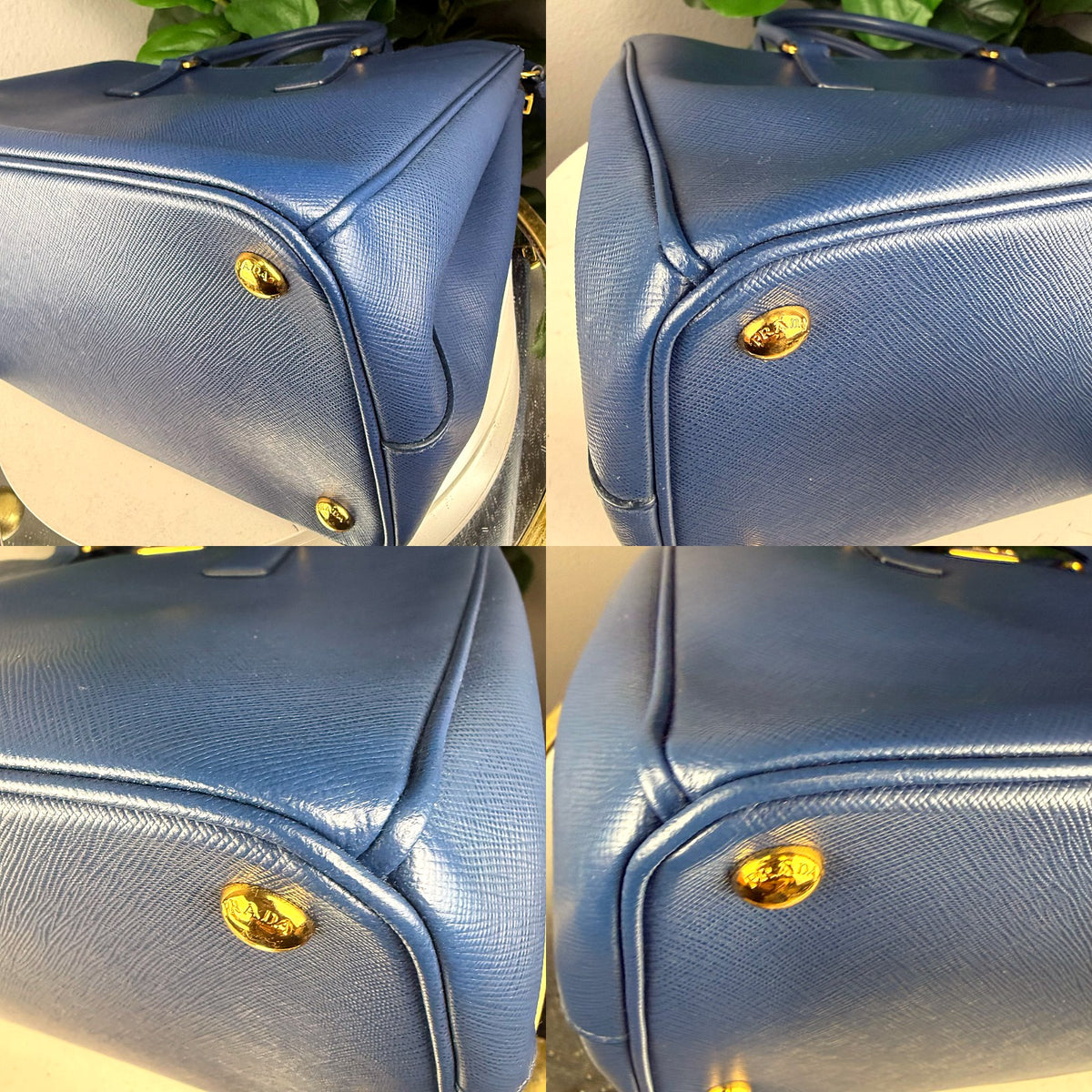 Authentic Prada Galleria Double Zip Tote in Blue Saffiano Lux Leather with Gold Hardware - 03_corners.jpg