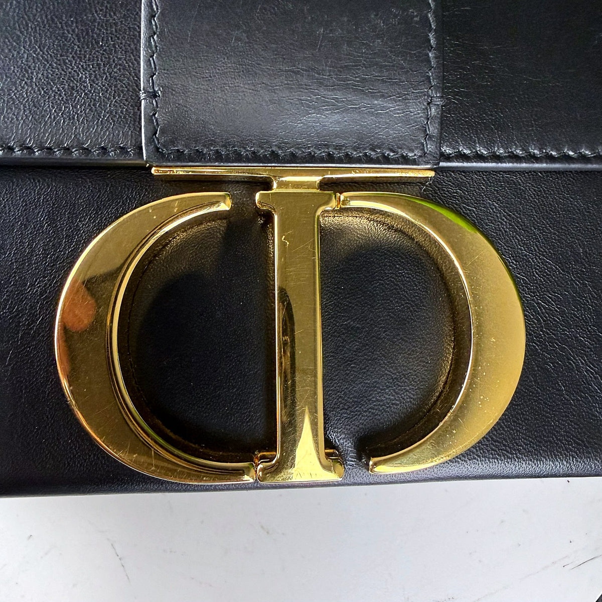 Authentic Dior 30 Montaigne Black Leather Flap Bag Gold Hardware - 04_inside.jpg