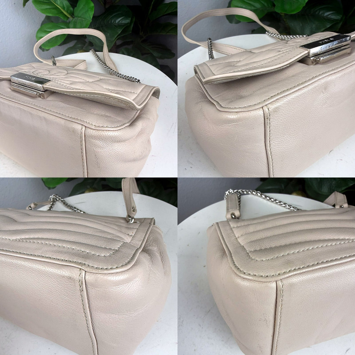 Authentic Furla Deliziosa Quilted Crossbody Bag in Cream Leather with Silver Hardware - 03_corners.jpg