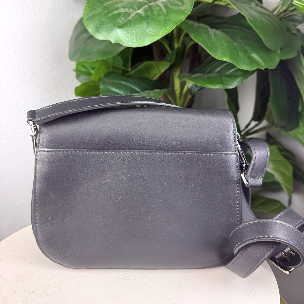 Authentic Furla Margherita Ring Handle Crossbody Bag in Black Leather with Silver Hardware - 02_photo.jpg