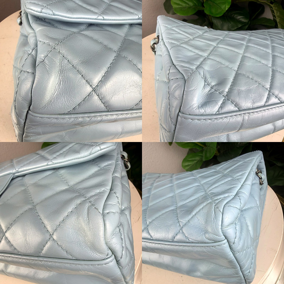 Authentic Chanel Classic Flap Bag Light Blue Quilted Lambskin Silver Hardware - 03_corners.jpg