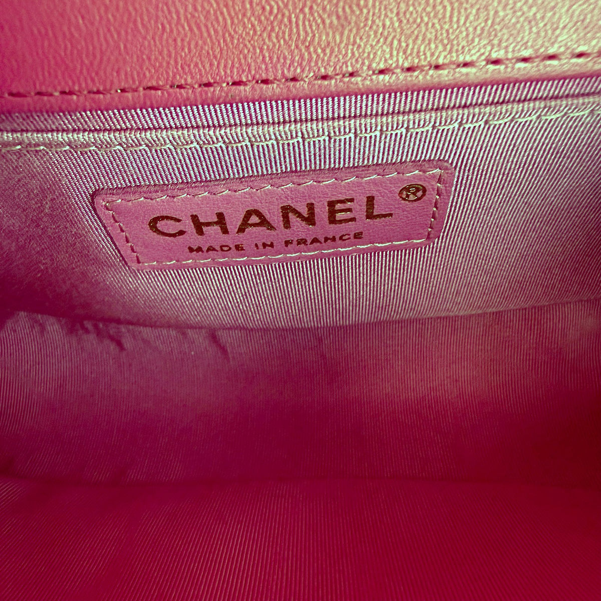 Authentic Chanel Small Boy Bag in Fuchsia Pink Lambskin with Gold Hardware - 05_inside.jpg