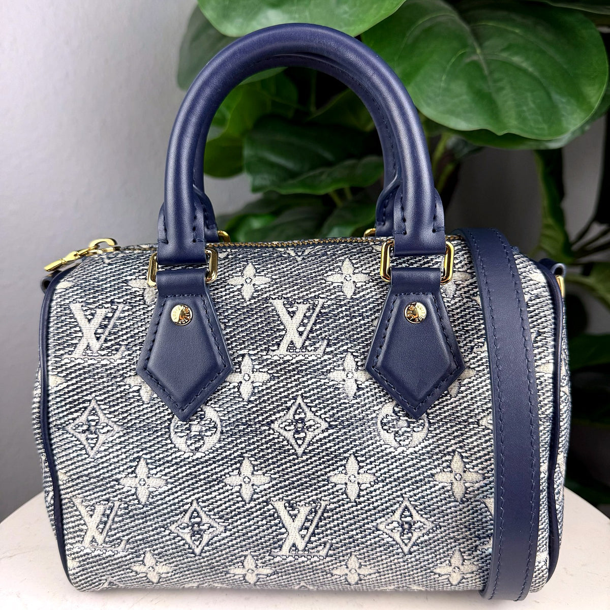 Authentic Louis Vuitton Nano Speedy Monogram Denim Blue Handbag - 01_photo.jpg