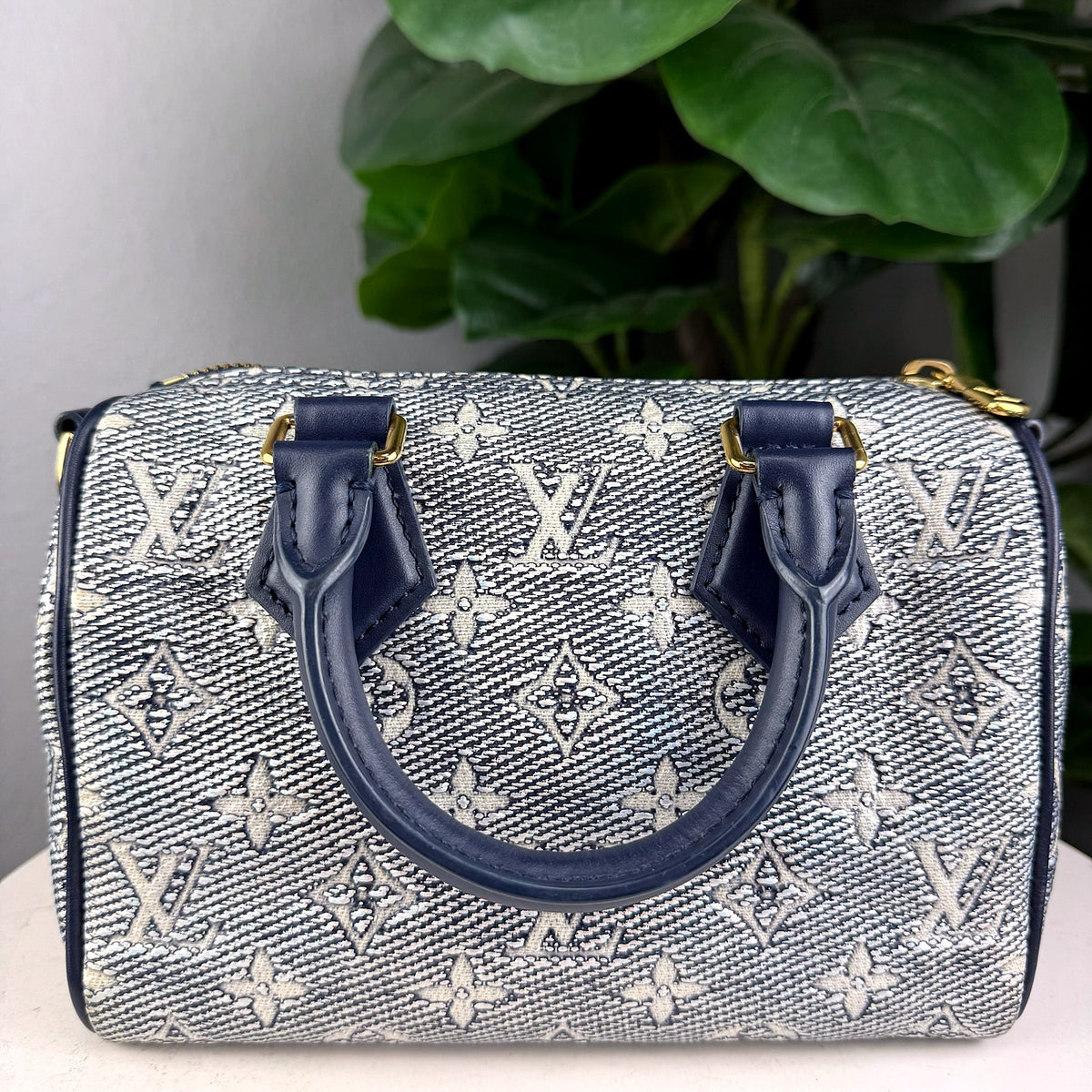 Authentic Louis Vuitton Nano Speedy Monogram Denim Blue Handbag - 02_photo.jpg