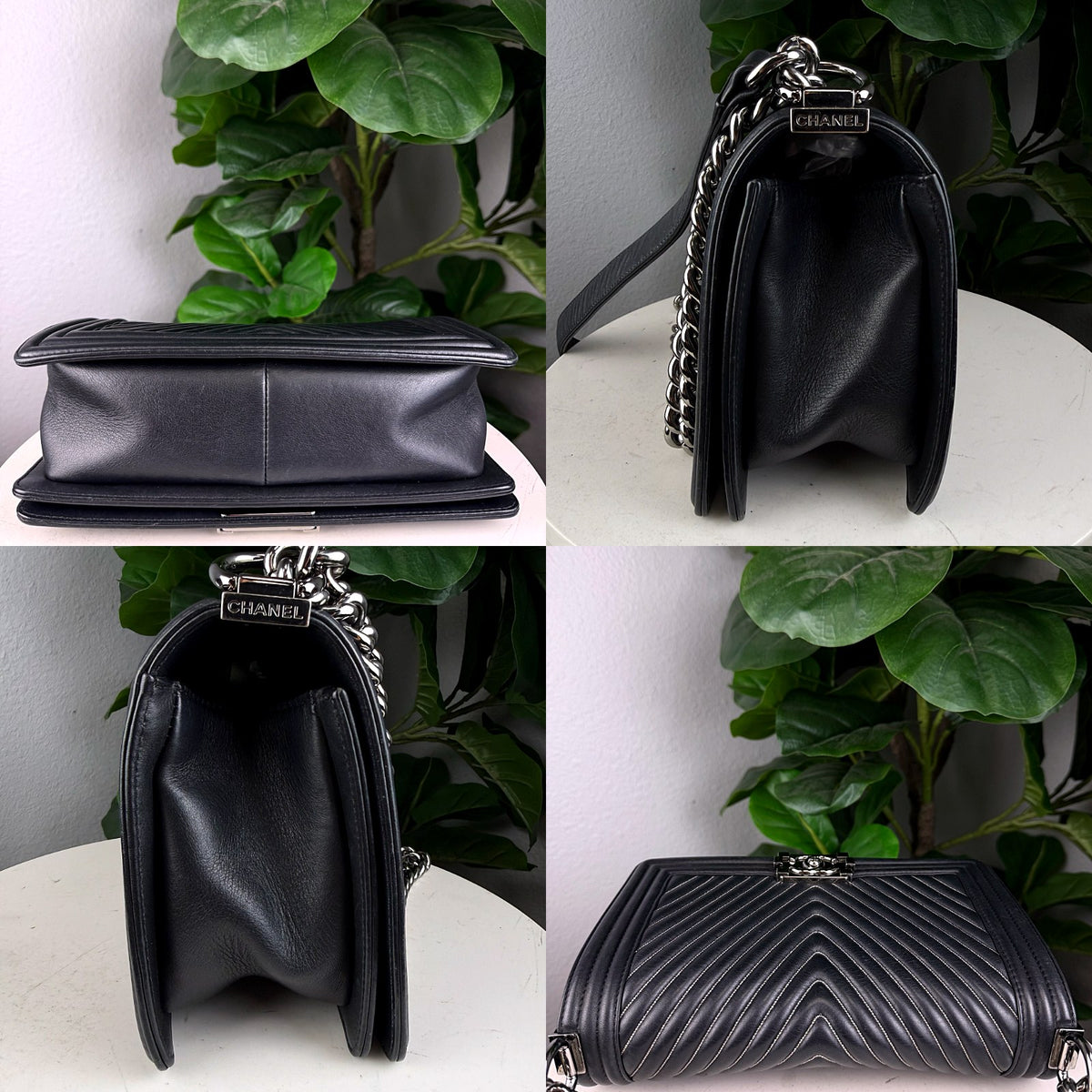 Authentic Chanel Boy Bag Chevron Medium Black Calfskin Silver Hardware - 05_extra.jpg
