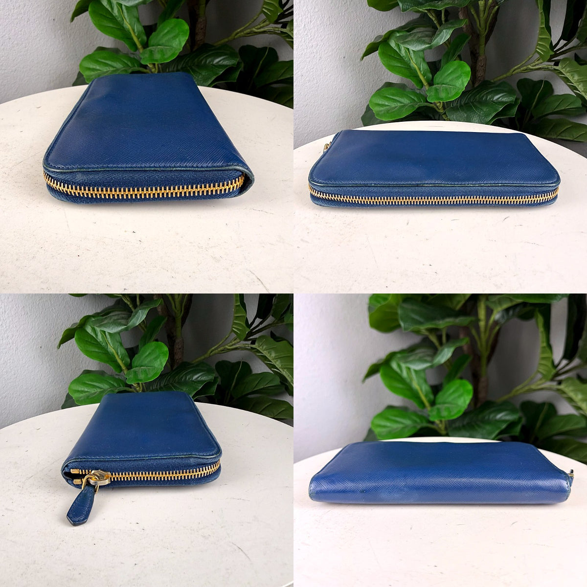 Authentic Prada Saffiano Leather Zip Around Wallet in Blue - 06_extra.jpg