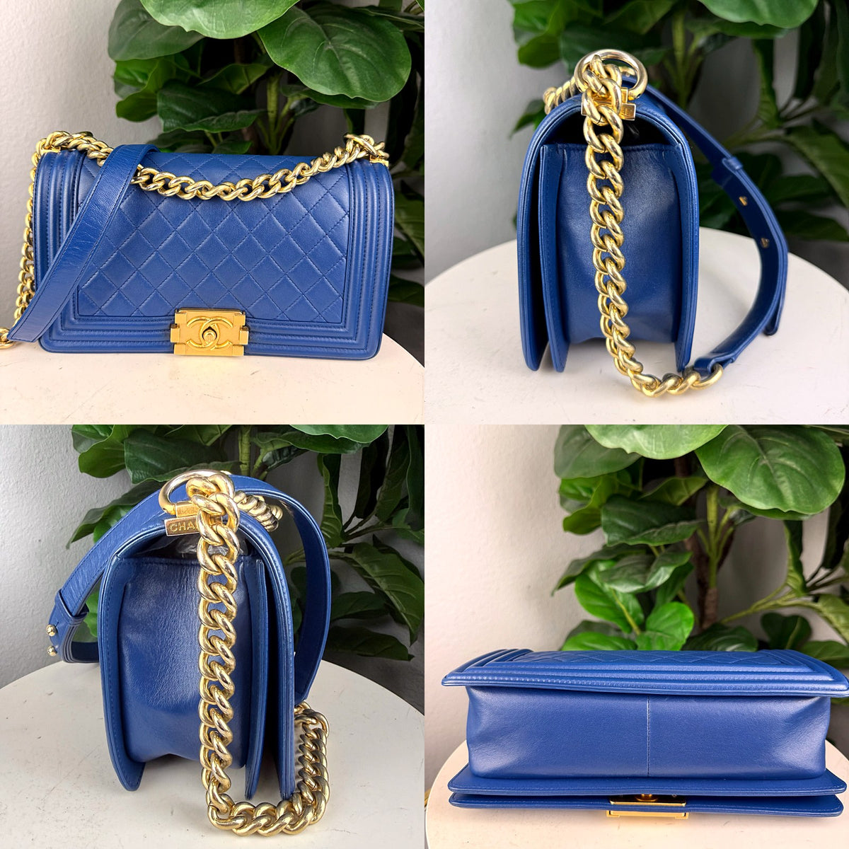 Authentic Chanel Boy Medium Blue Quilted Lambskin Flap Bag Gold Hardware - 05_extra.jpg
