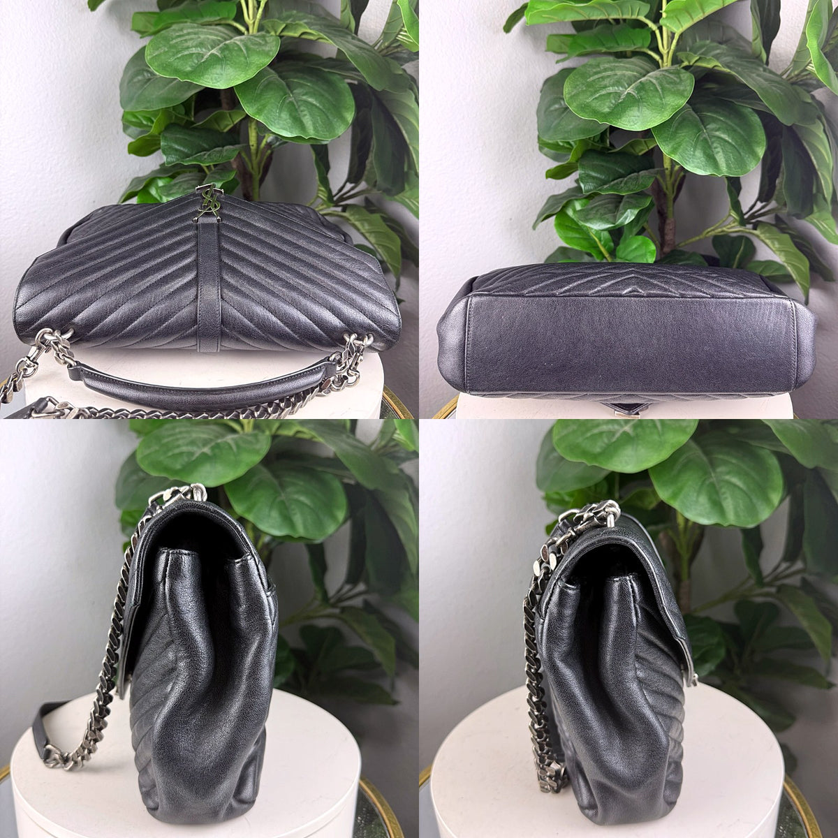 Authentic Saint Laurent College Medium Matelassé Leather Bag Black - 05_extra.jpg