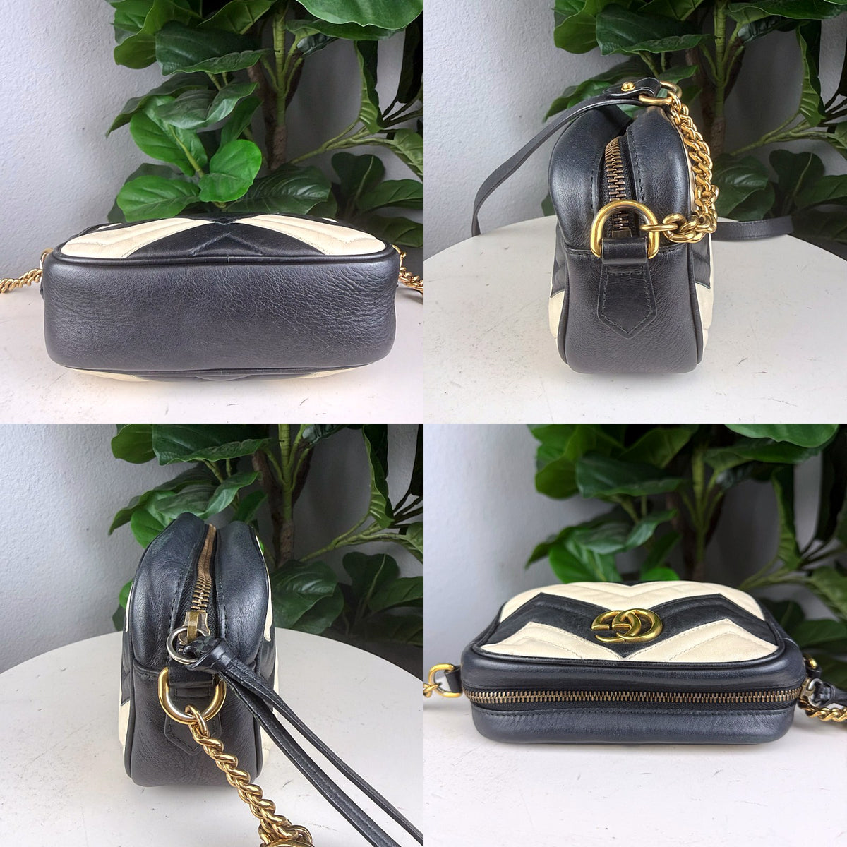 Authentic Gucci GG Marmont Small Matelassé Camera Bag Black White - 05_extra.jpg