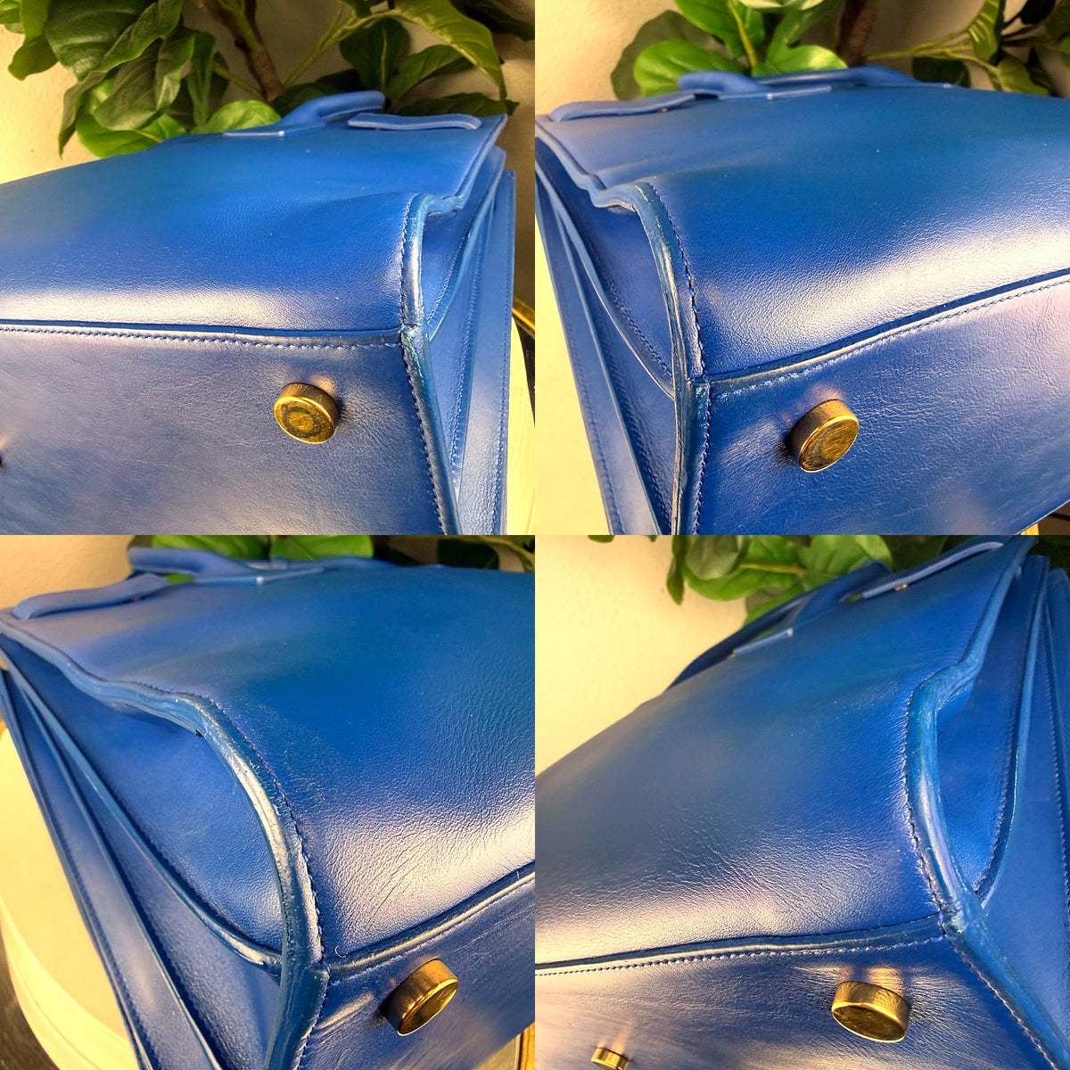 Authentic Saint Laurent Sac de Jour Small Blue Leather Tote Bag - 03_corners.jpg