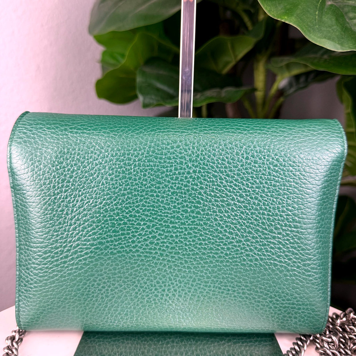 Authentic Gucci Dionysus Small Shoulder Bag Green Leather Silver Chain - 02_photo.jpg