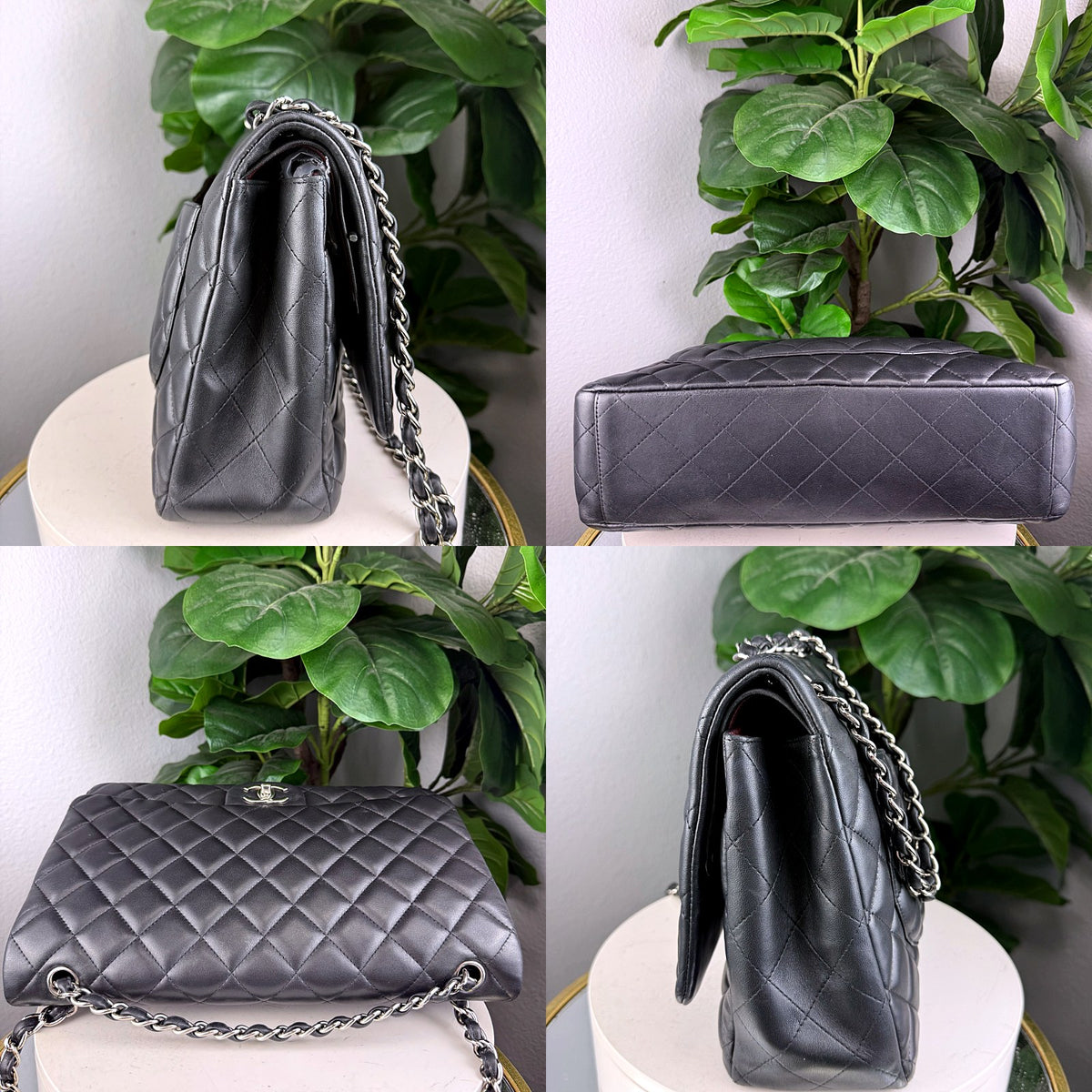 Authentic Chanel Classic Jumbo Double Flap Bag Quilted Lambskin Grey Silver Hardware - 05_extra.jpg