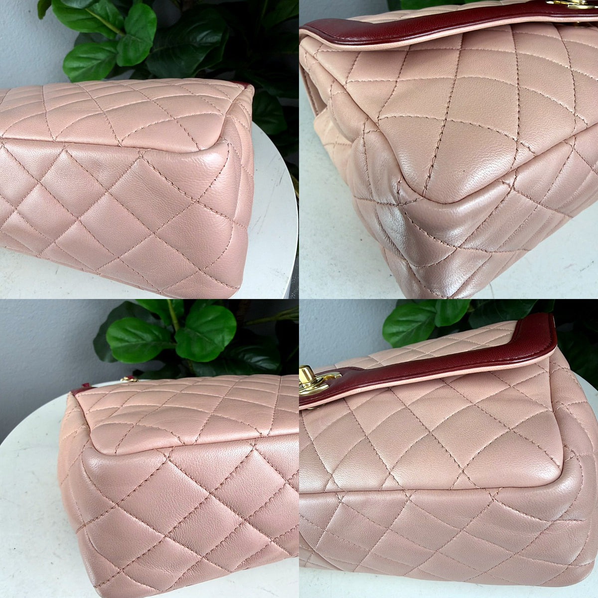 Authentic Chanel Trendy CC Flap Bag Pink Burgundy Quilted Lambskin - 03_corners.jpg