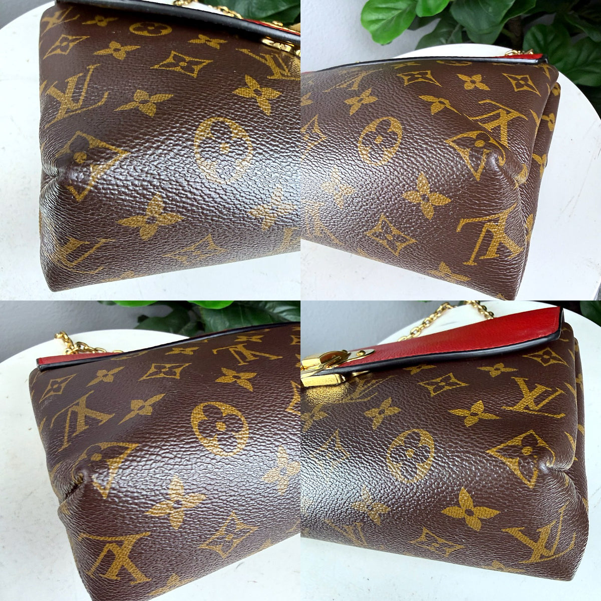 Authentic Louis Vuitton Saint Placide Monogram Canvas Red Bag - 04_corners.jpg