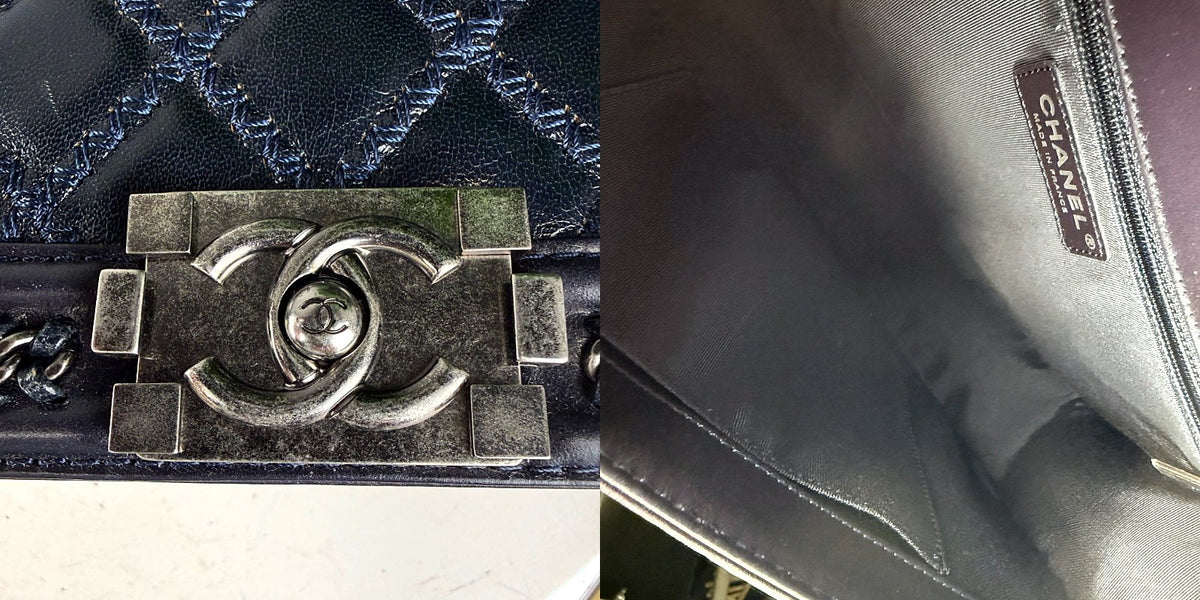 Authentic Chanel Chain Around Boy Flap Bag with Top Handle - 04_inside.jpg