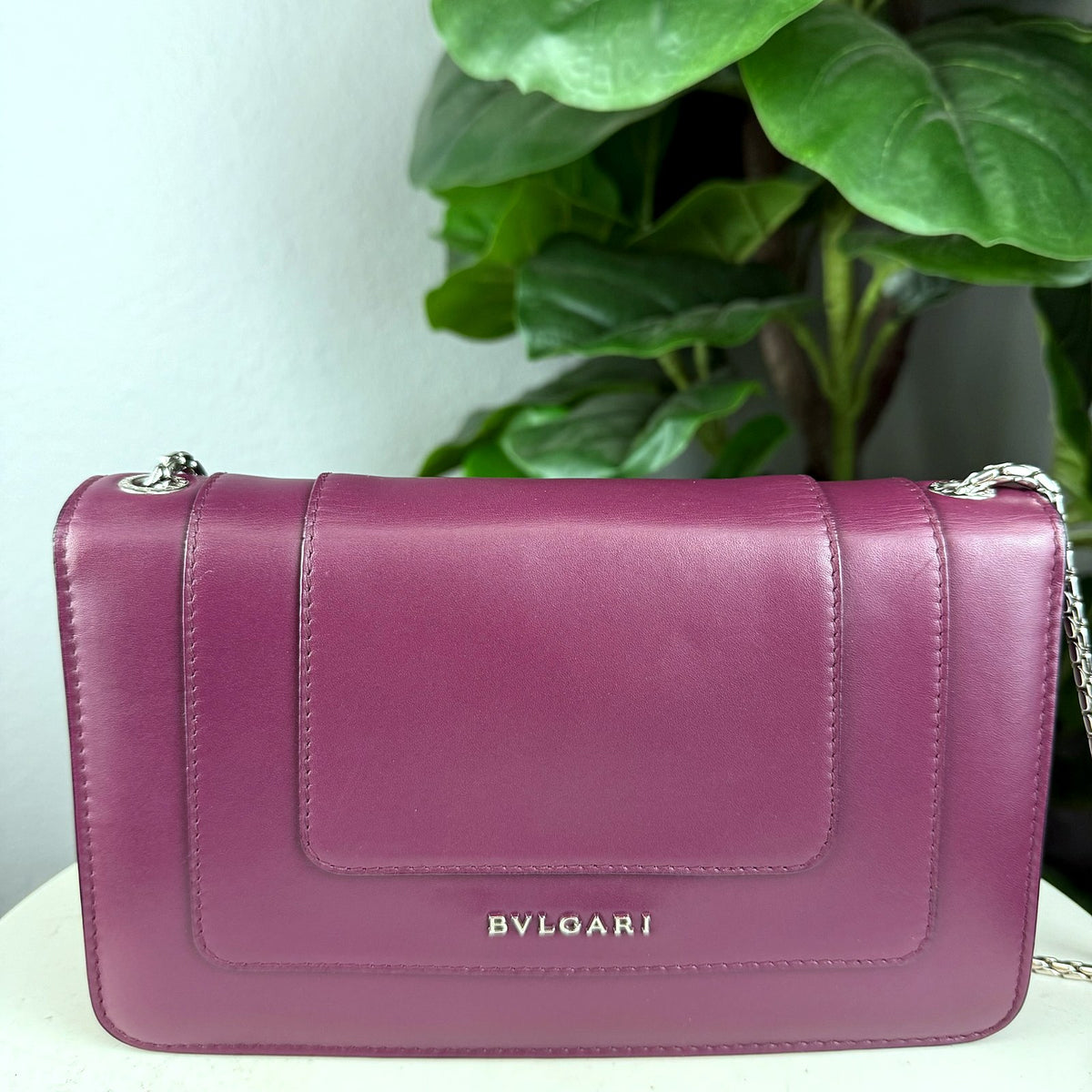 Authentic Bvlgari Serpenti Forever Flap Bag Mauve Leather with Chain - 02_photo.jpg