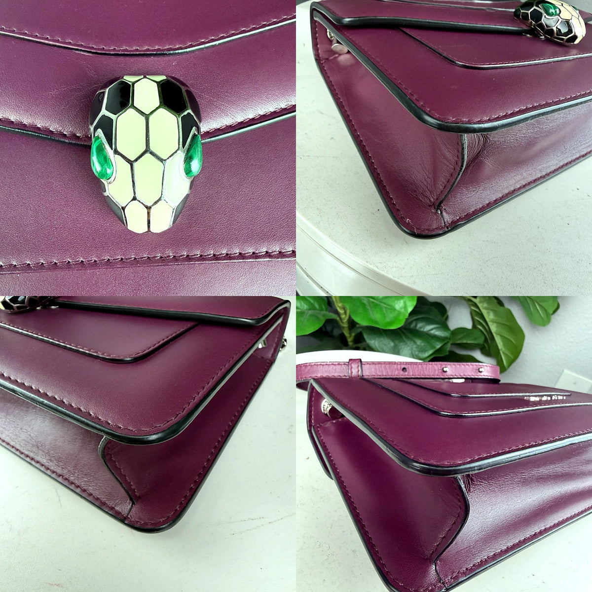 Authentic Bvlgari Serpenti Forever Flap Bag Mauve Leather with Chain - 03_corners.jpg