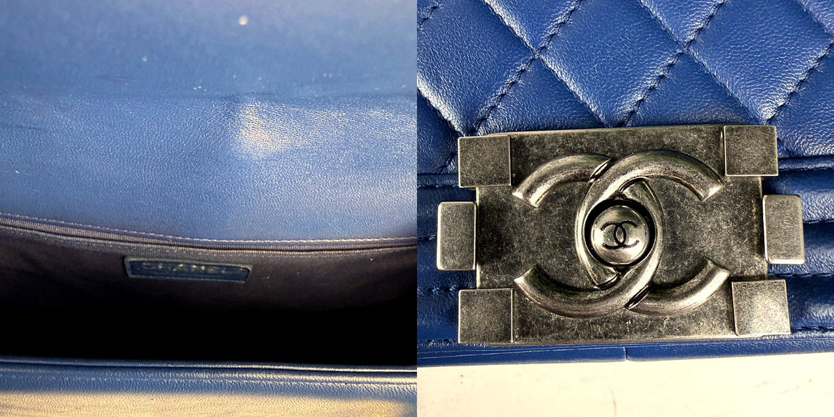 Authentic Chanel Boy Bag Medium Blue Quilted Lambskin Silver Hardware - 04_inside.jpg