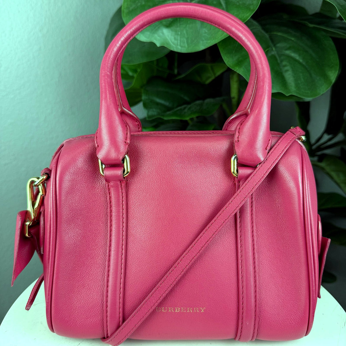Authentic Burberry Small Alchester Bowling Bag Pink Leather Satchel - 01_photo.jpg