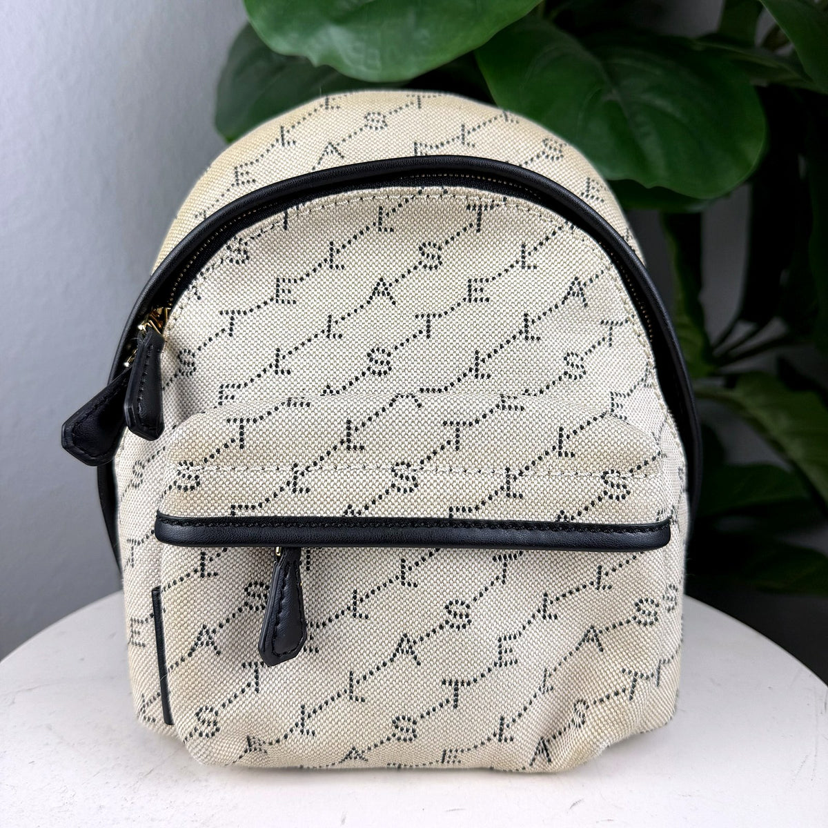 Authentic Stella McCartney Monogram Canvas Mini Backpack Black Trim - 01_photo.jpg
