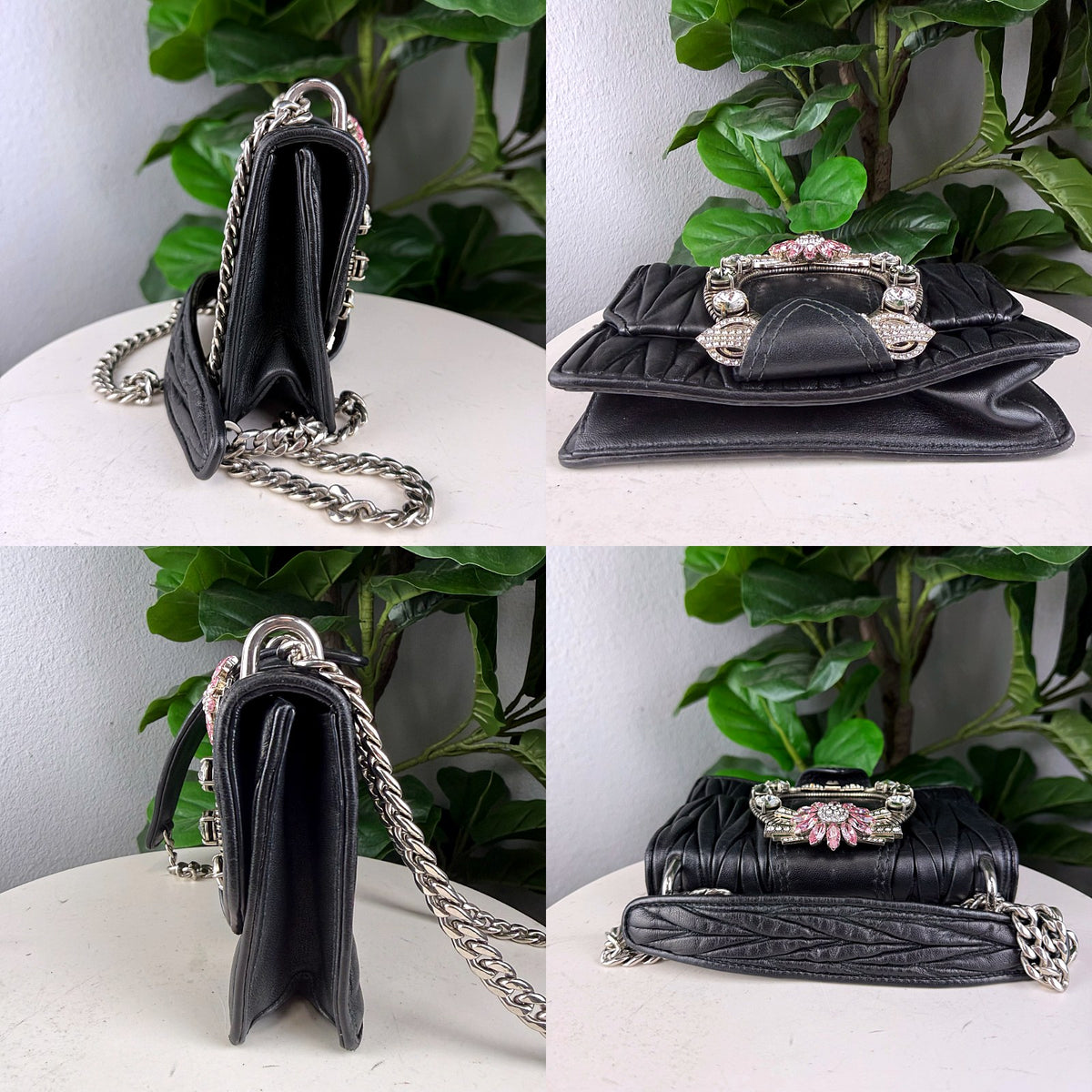 Authentic Miu Miu Matelassé Lady Bag Black Leather Crystal Buckle - 06_extra.jpg