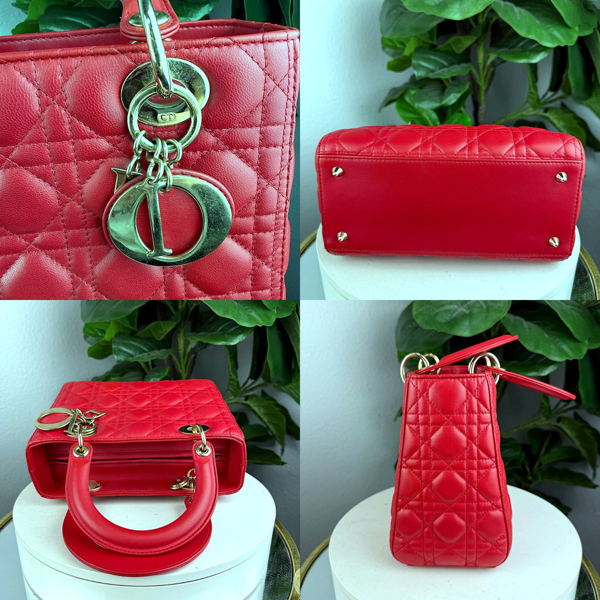 Authentic Dior Lady Dior Medium Red Lambskin Cannage Quilted Bag - 05_extra.jpg