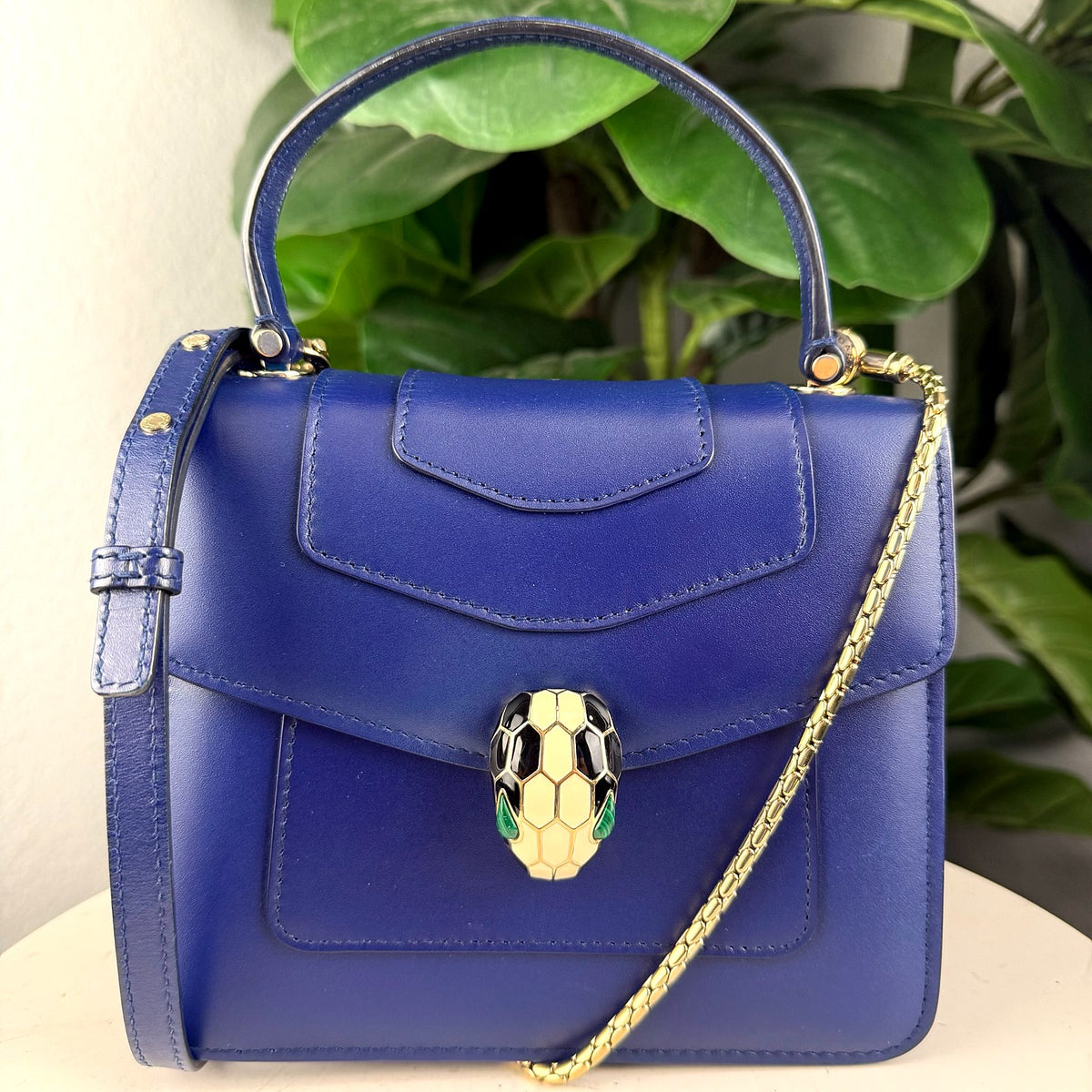 Authentic Bvlgari Serpenti Forever Small Top Handle Blue Leather Bag - 01_photo.jpg