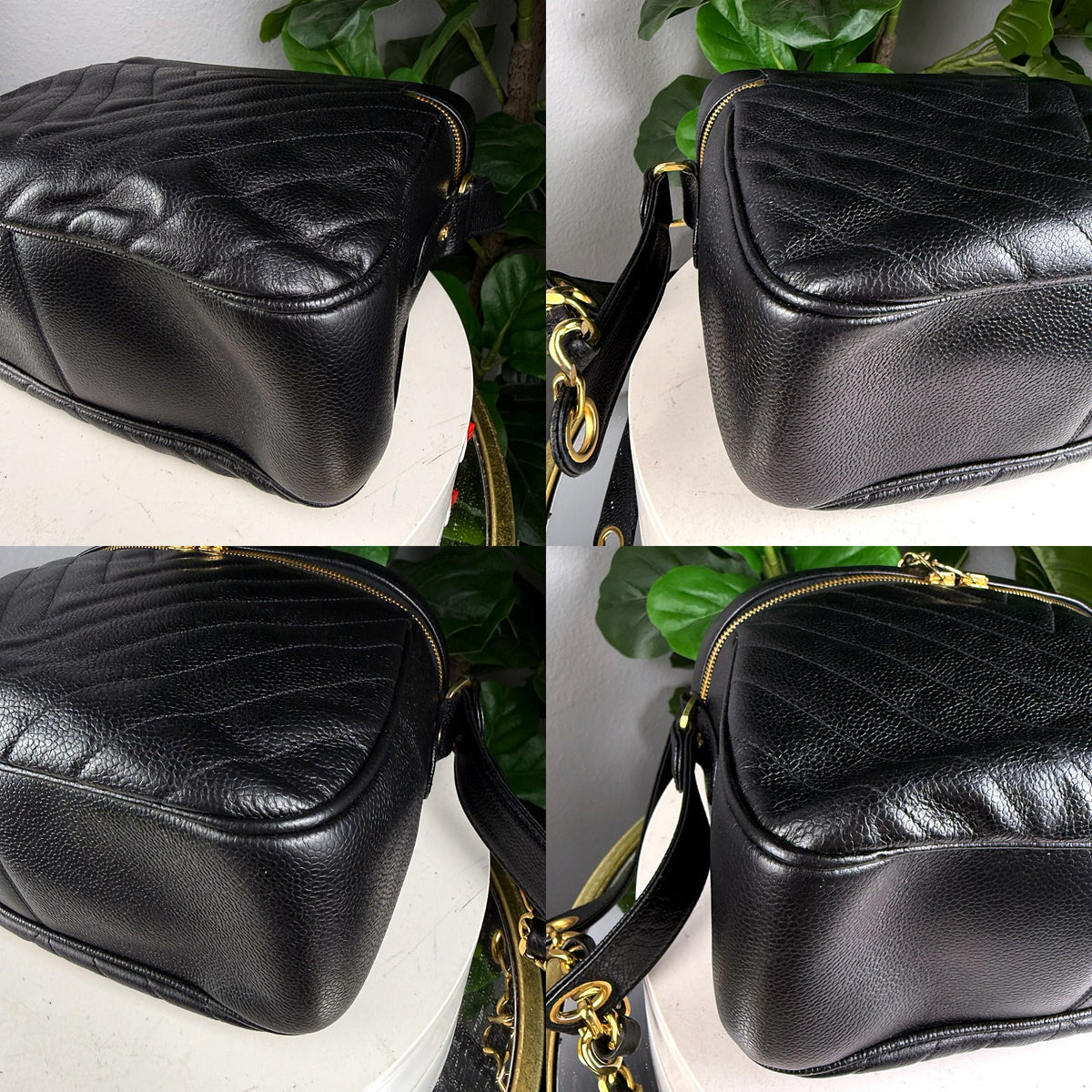 Authentic Chanel Quilted Caviar Vanity Case Crossbody Bag Black Gold Hardware - 03_corners.jpg